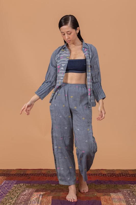 STEEL GREY JAMDANI CO-ORD SET