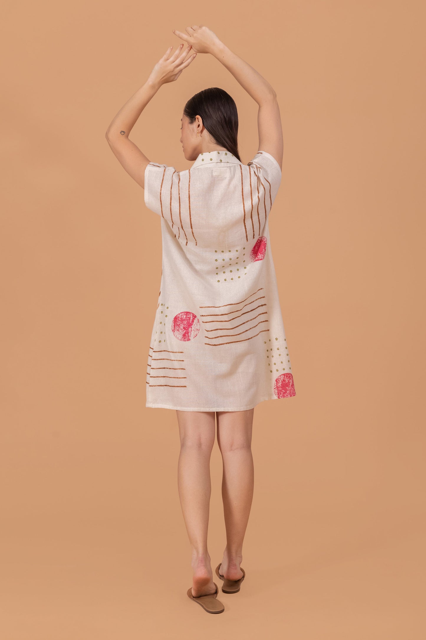 ABSTRACT PRINT SHIFT DRESS IN PURE KHADI