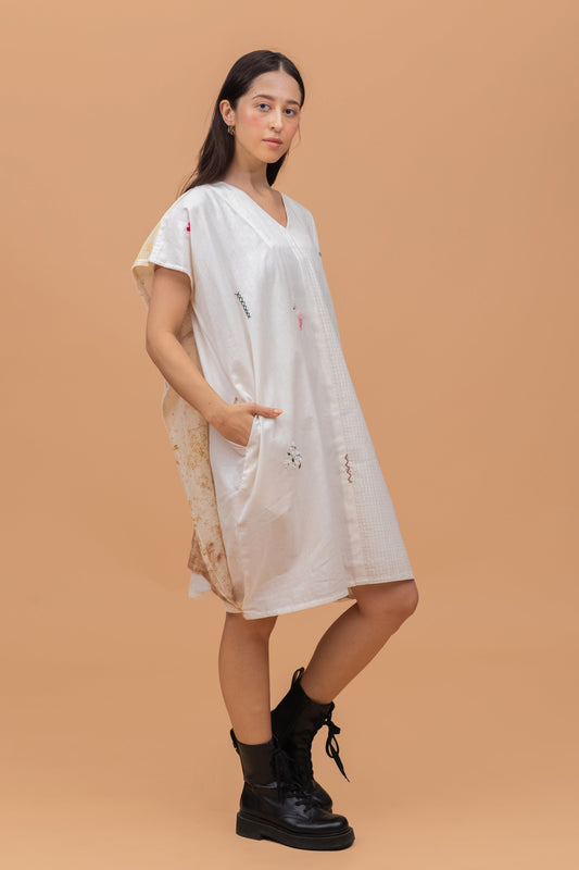 ECOPRINTED MESH BACK FLAP ANTIFIT KHADI TUNIC